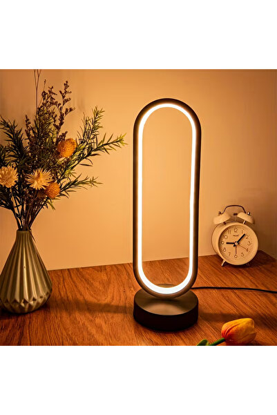 Elektroyou Ovis Siyah Masa Lambası Beyaz Işık Ledli Modern Led Abajur