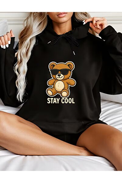 LELVANİ سترة بقلنسوة منقوشة بنمط تيدي بير من ستاي كول للجنسين