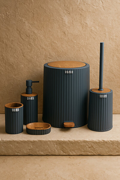 Evanev Coliseum Akrilik Banyo Seti 5 Parça Gri