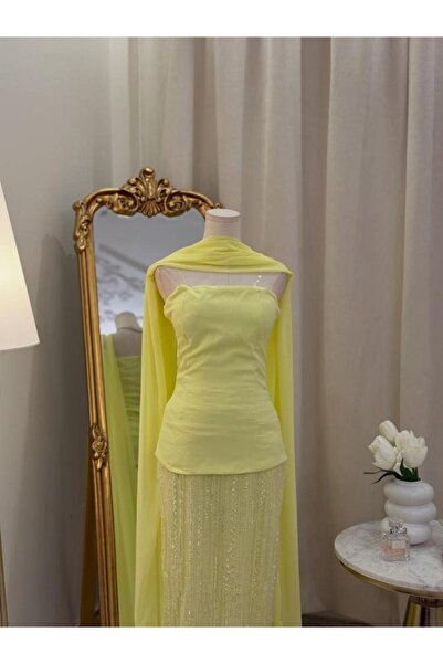 vanus fashion 6252-فستان ليموني بلمسة جريئة ومشرقة