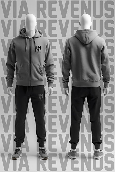 Vordevia Al Hilal Printed Zipper Hooded Sweatshirt and Sweatpants Unisex Spor...