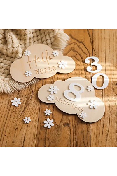 Veloma Home Set de pietre prețioase din lemn cu nor – Amintire cu numele bebe...