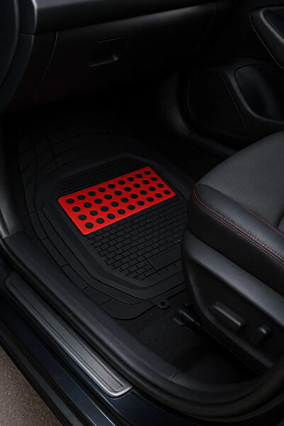 Gülardata Fiat Tempra Uyumlu 4D Üniversal Derin Havuzlu Paspas Siyah - Kırmızı