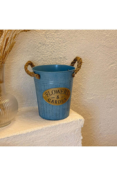 Evanev Flowers Garden Melamin Retro Saksı Halat Tutmalı Turkuaz