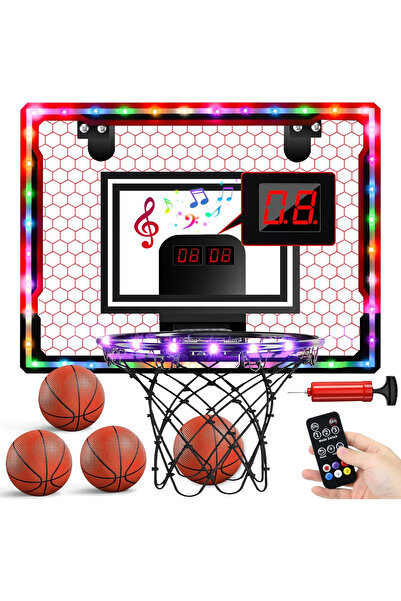 OEM Indoor basketball set with remote control backboard, colorful LEDs