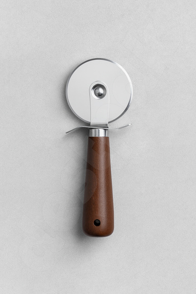 Destpak Acacia Handle Pizza Cutter - Decorative and Practical - Stainless Steel - Extra Sharp - Wooden Handle