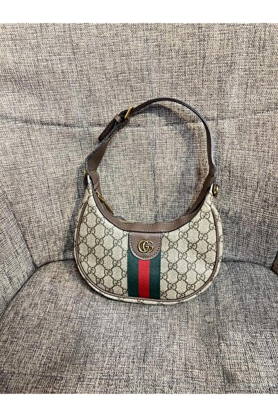 Generic حقيبة كتف أنيقة بتصميم هوبو عصري، قماش بشعار متكرر وشريط قماشي كلاسيكي، لمسة مميزة لإكمال أناقتك