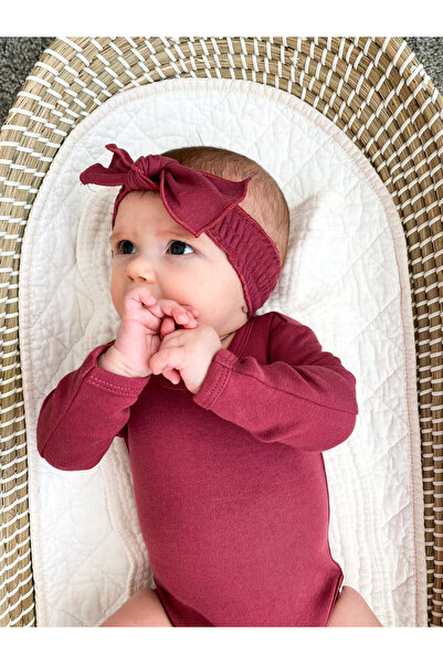 Lovedbaby Bentita bebe cu fundita din 100 % bumbac certificat GOTS, Appleberry, 0-2 ani