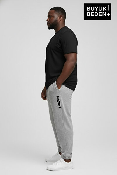 Superlife Men's Plus Size Brooklyn Printed Leg Elastic Jogger Slim Sweatpants Spr26Bea951-2