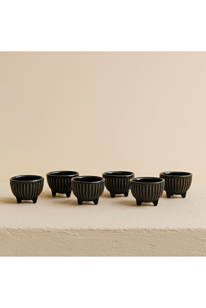 Evanev Porline Ayaklı Porselen Lokumluk Sosluk Seti 6 Kişilik Siyah