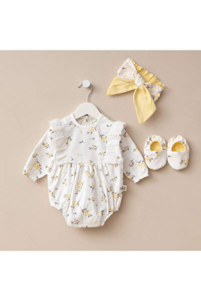 Minimus طقم رومبير قطني للفتيات الرضع حديثي الولادة مع شريط زهري وأحذية صغيرة...