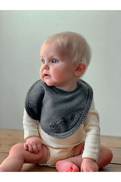 Lovedbaby Bavetica bebe din 100% bumbac certificat GOTS, Black, One size