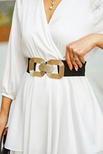 Mynoa curea de damă elastică cu cataramă de aur, centură pentru jachetă, cent...