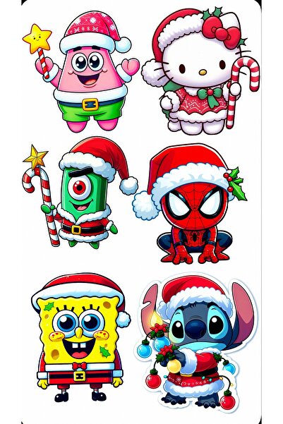 Limitless Design New Year Themed Cartoon Character Sticker Set – Colorful Dec...