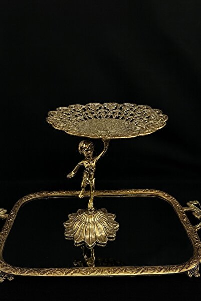 DecoZel Pirinç Döküm Ayaklı Büyük Boy Lokumluk Şekerlik Çikolatalık Paslanmaz...