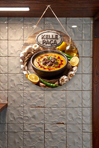 Nod Kelle Paça Çorbası Görselli İpli Ahşap Kapı Duvar Süsü, Lokanta Restoran ...