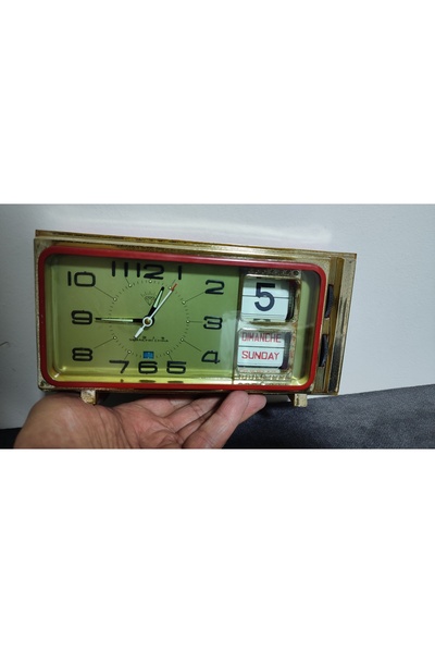 abnturk Dünyanın En Eski Alarmlı Takvimli Kurmalı Masa Saati Süper Çalışan Eş...