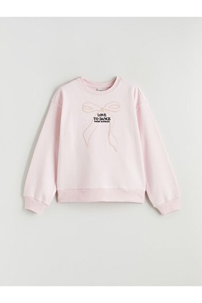 LC Waikiki LCW Kids guler rotund Hanorac brodat pentru fete tricou