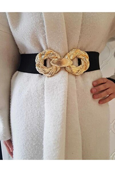 Mynoa curea de damă elastică cu cataramă de aur, centură pentru jachetă, cent...