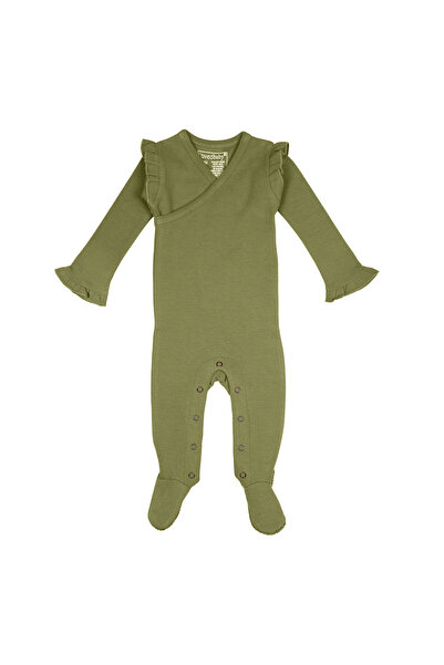 Lovedbaby Body bebe cu volane, din bumbac certificat GOTS, Corduroy Olive, NB...