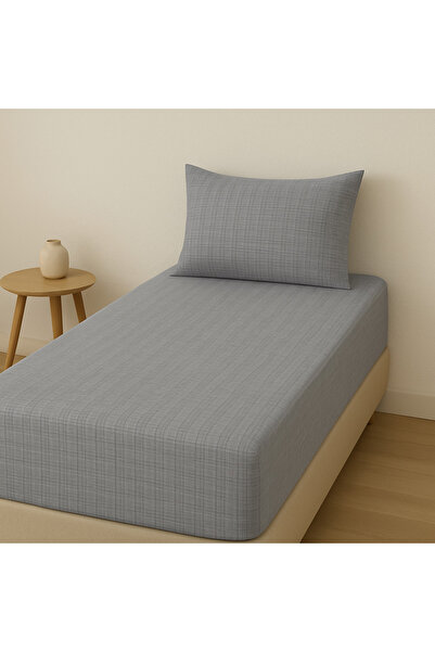 Alisy Home Scratched Texture Single Elastic Sheet and Pillowcase Set – Soft C...