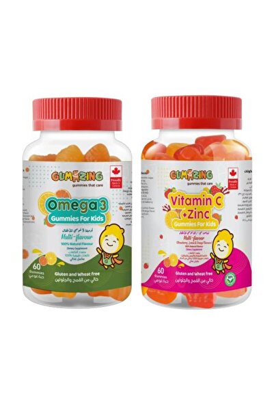 Gumazing حلوى جيميز للأطفال أوميغا 3 وفيتامين سي + الزنك، عبوة من قطعتين (60+60)