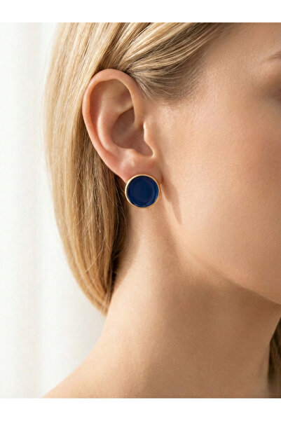 Candy Nuveria Gold Night Enamel Gold Plated Round Earrings