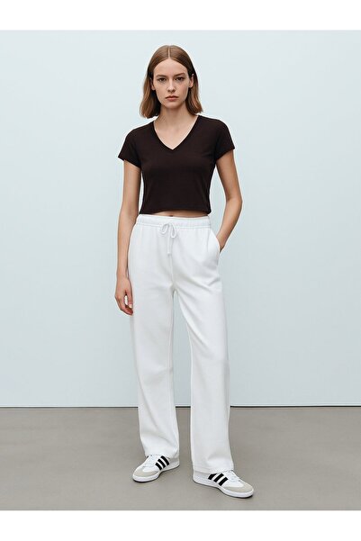 Ltb Buy Elastic Waist Straight White Pants