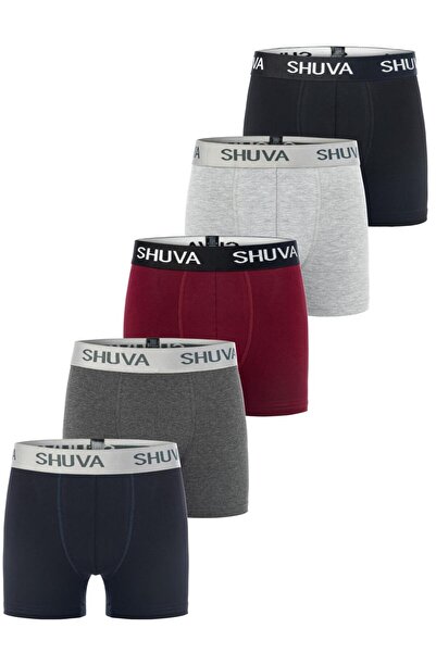 SHUVA Erkek 5'li Pamuklu Likralı Premium Boxer - Tanışma Paketi
