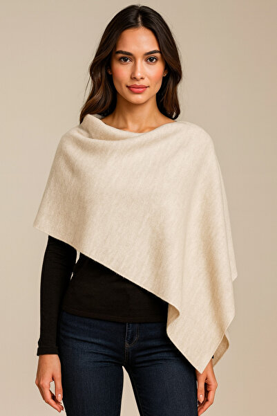 Sebir Moda Asymmetrical Cut Knitwear Acrylic Poncho