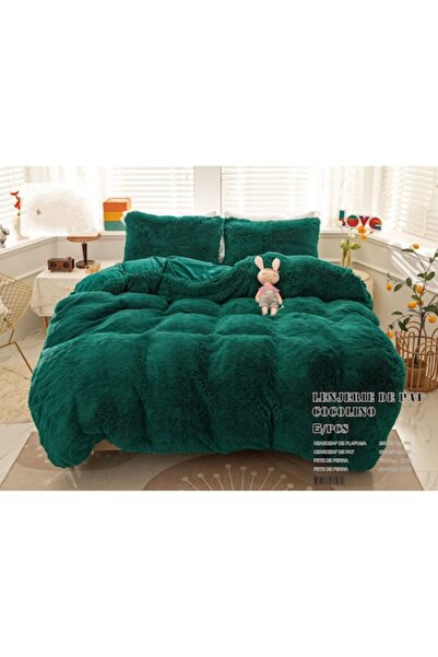 OEM Fluffy Plush Bedding Set - Emerald Green