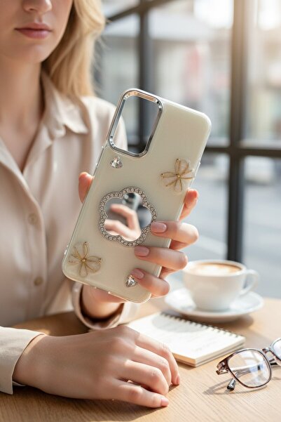 batuteknoloji Oppo A54 4G Aynalı Taşlı Fiyonklu Kabartma Yüzeyli Lady BTU Sil...