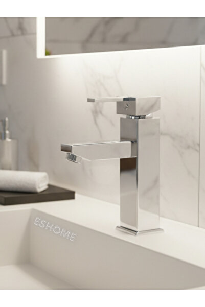 ESHOME صنبور حوض الحمام الفاخر من الكروم المربع من إصدار إيليت، مصنوع من النح...