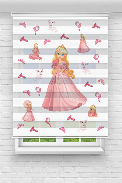 Perdecizade (ENXBOY)PRENSES DİJİTAL BASKILI ZEBRA PERDE-COCUK ODASI-STOR PERDE