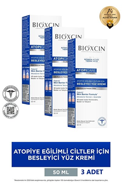 Bioxcin Atopicare Atopi Eğilimli Ciltler İçin Besleyici Yüz Kremi 3x50 Ml - Microbiome, Seramid
