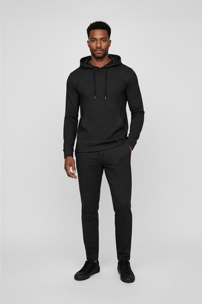 Sabri Özel Giotelli Siyah Regular Fit Pamuklu Kapüşonlu Eşofman Takımı