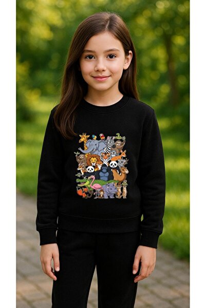 playwear Φούτερ ομάδας με στάμπα ANIMALS για κορίτσια και αγόρια, με λαιμόκοψ...