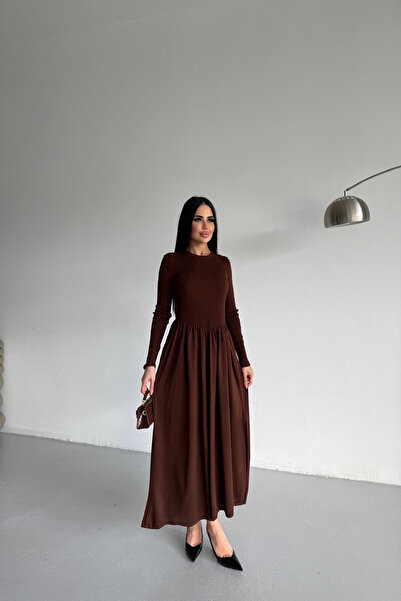 kamacibutik فستان برينس تريكو برقبة دائرية مقاس قياسي (S/M/L/XL) متوافق