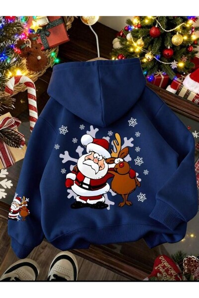 Daxia سترة للأولاد بتصميم سانتا كلوز مطبوع بغطاء رأس مطبوعة لعيد الميلاد (الم...