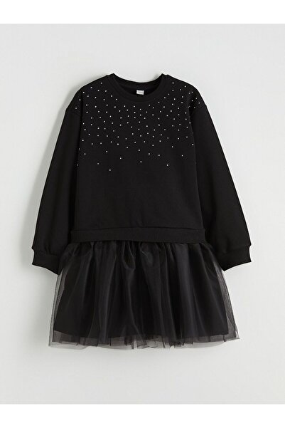 LC Waikiki LCW Kids Bisiklet Yaka Taşlı Kız Çocuk Tütü Elbise