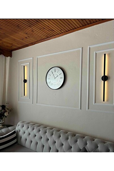 HF DESIGNER Modern Pilli Aplik Tak Çalıştır Kablosuz Ledli ORTADAN TASLI Aplik Siyah Pil Dahildir 66cm (1 ADET)