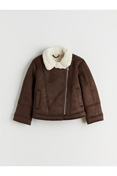 LC Waikiki LCW Kids Manta pentru fetiță cu guler cămașă de pluș cu aspect de ...