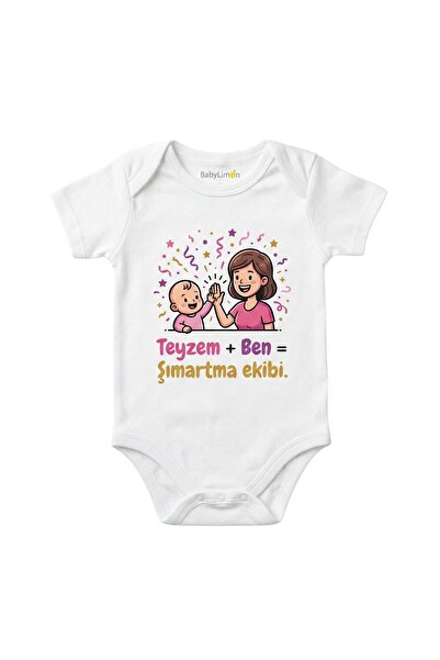 BabyLimon My Auntie Is the Pampering Team Printed Baby Bodysuit, White, Short...