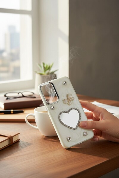 batuteknoloji Oppo Reno 6 Aynalı Taşlı Fiyonklu Kabartma Yüzeyli Lady BTU Sil...