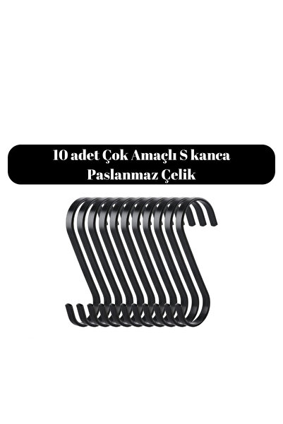 MD Vİtrin Dekorasyon 10 Adet Siyah Renk Çok Amaçlı Paslanmaz Çelik S Kanca - ...