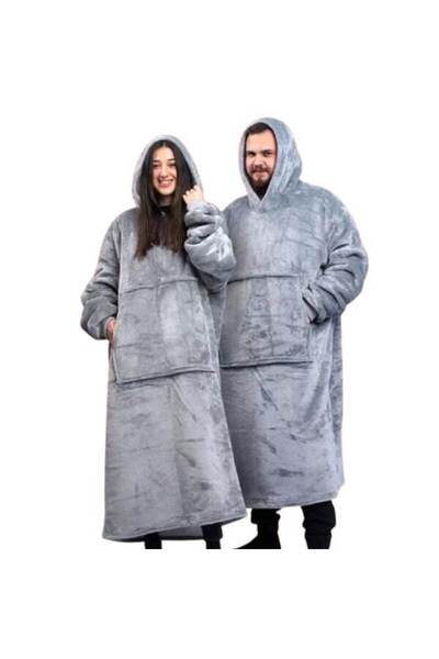 HYT Set of 2 Hoodie Blanket with Hood and Sleeves, Unisex, Gray – Thermal Comfort for Home