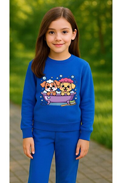 playwear Φούτερ ομάδας με στάμπα ΓΑΤΑ-ΣΚΥΛΟΣ, για κορίτσια και αγόρια, με λαι...