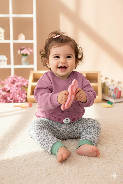 VEGAMOD ملابس داخلية للأطفال البنات مطبوعة بنقشة الفهد مع جيب كنغر مبطن بالصو...