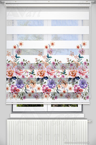 Avart Digital Bahar Çiçekleri Baskılı Zebra Stor Perde - Dijital Baskılı Zebr...