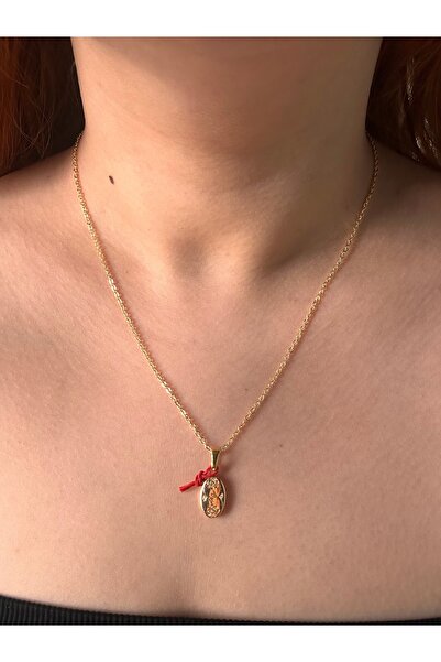 sevvelry Kırmızı ip detaylı vintage kolye